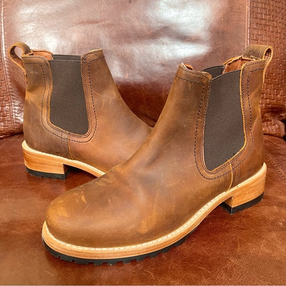 Patina Portland Leather Chelsea Genuine Leather Western Style Ankle Boots Sz 6.5 - Picture 1 of 7